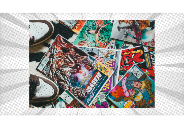 A pile of comic books