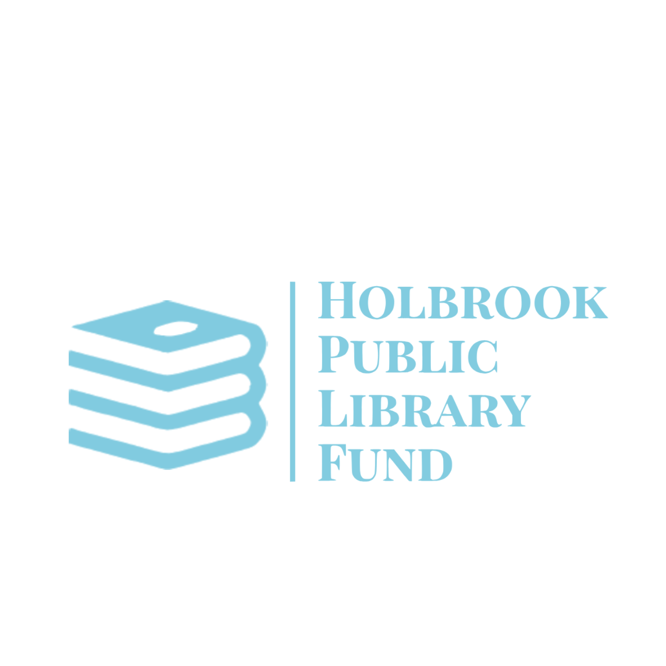 white background with a logo for the Holbrook Library Fund in blue