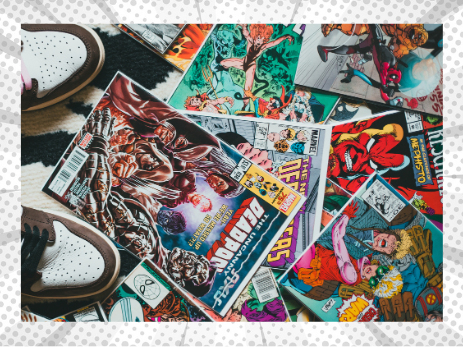 A pile of comic books